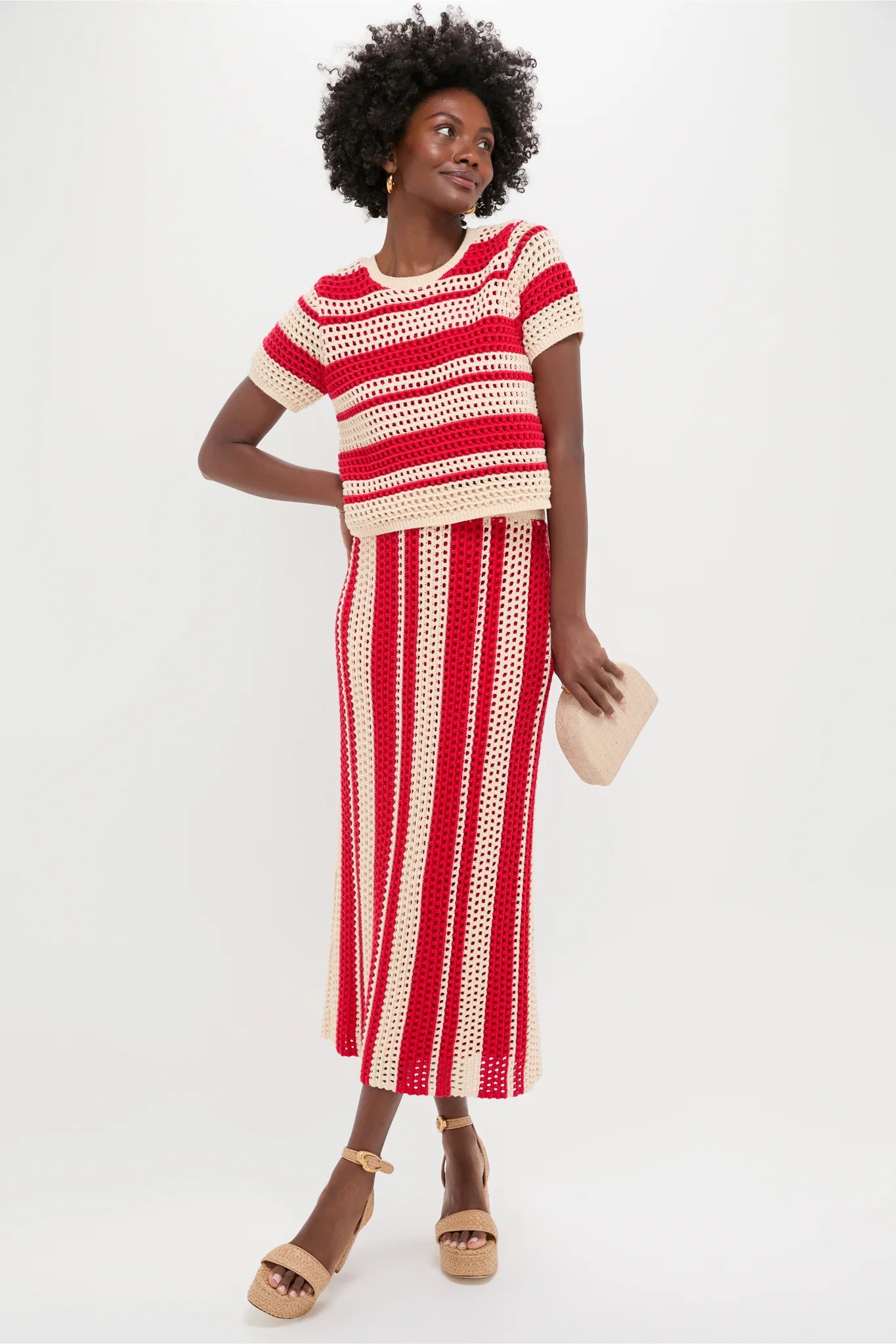 Burnt Red & Beige Striped Knit Ren Top | Tuckernuck (US)