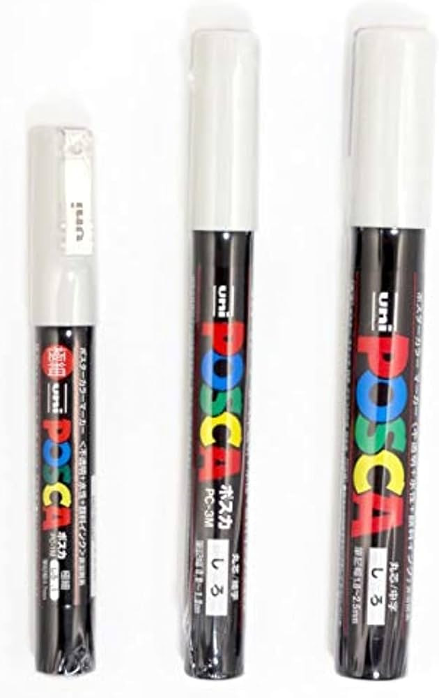 Uni POSCA White Fine Paint Marker Pens, 3 Different Point Sizes per Pack: PC-1M(0.7 mm), PC-3M(0.... | Amazon (US)