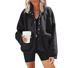 Nirovien Womens Fuzzy Fleece Jacket Button Down Shacket Casual Sherpa Coats Warm Outwear With Poc... | Amazon (US)