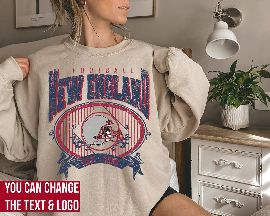 New England Football Sweatshirt , New England Football Shirt , Vintage Style New England Football... | Etsy (US)