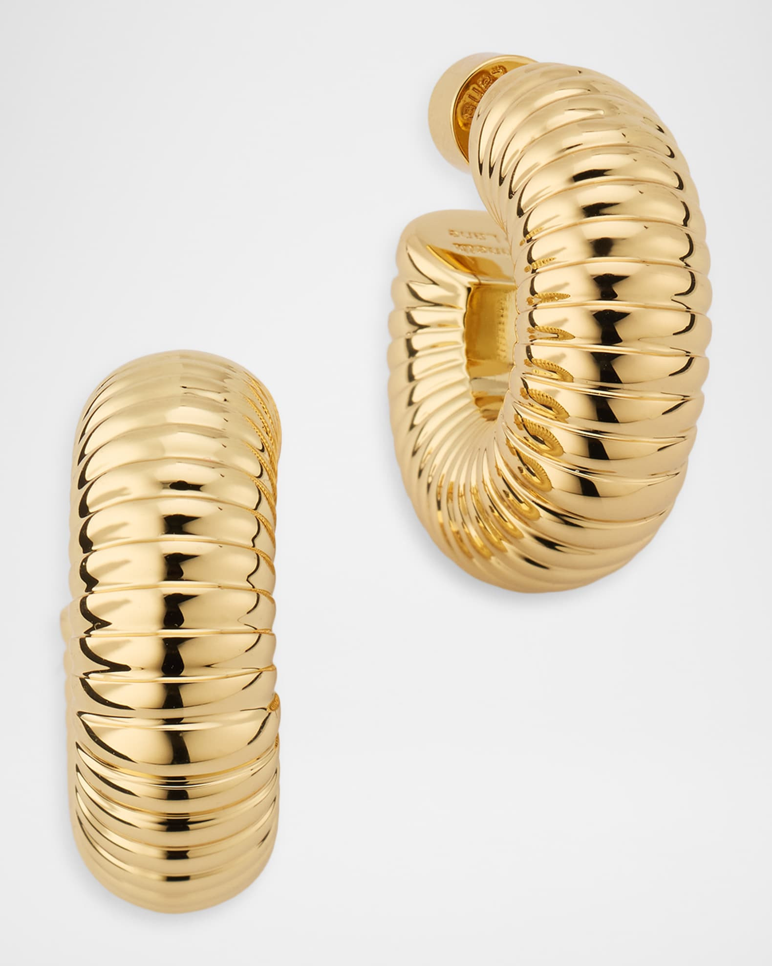 Ribbed Hoop Earrings, Gold | Neiman Marcus