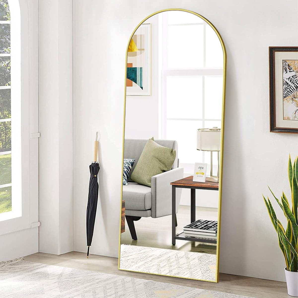 BEAUTYPEAK 65"x24" Arch Floor Mirror, Full Length Mirror Wall Mirrors Hanging or Leaning Arched-T... | Amazon (US)