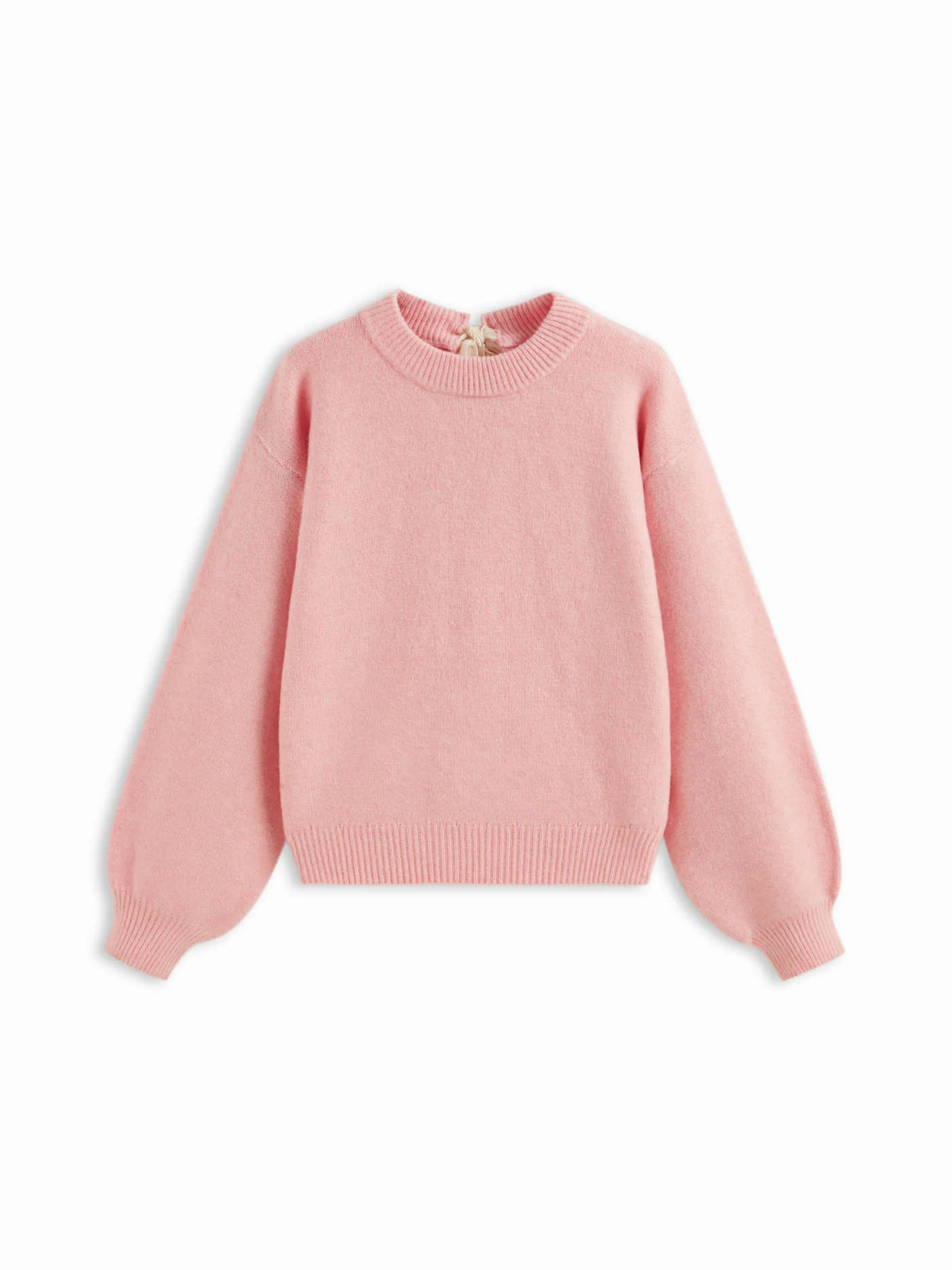Knit Wool-blend Round Neckline Bowknot Long Sleeve Top | Cider