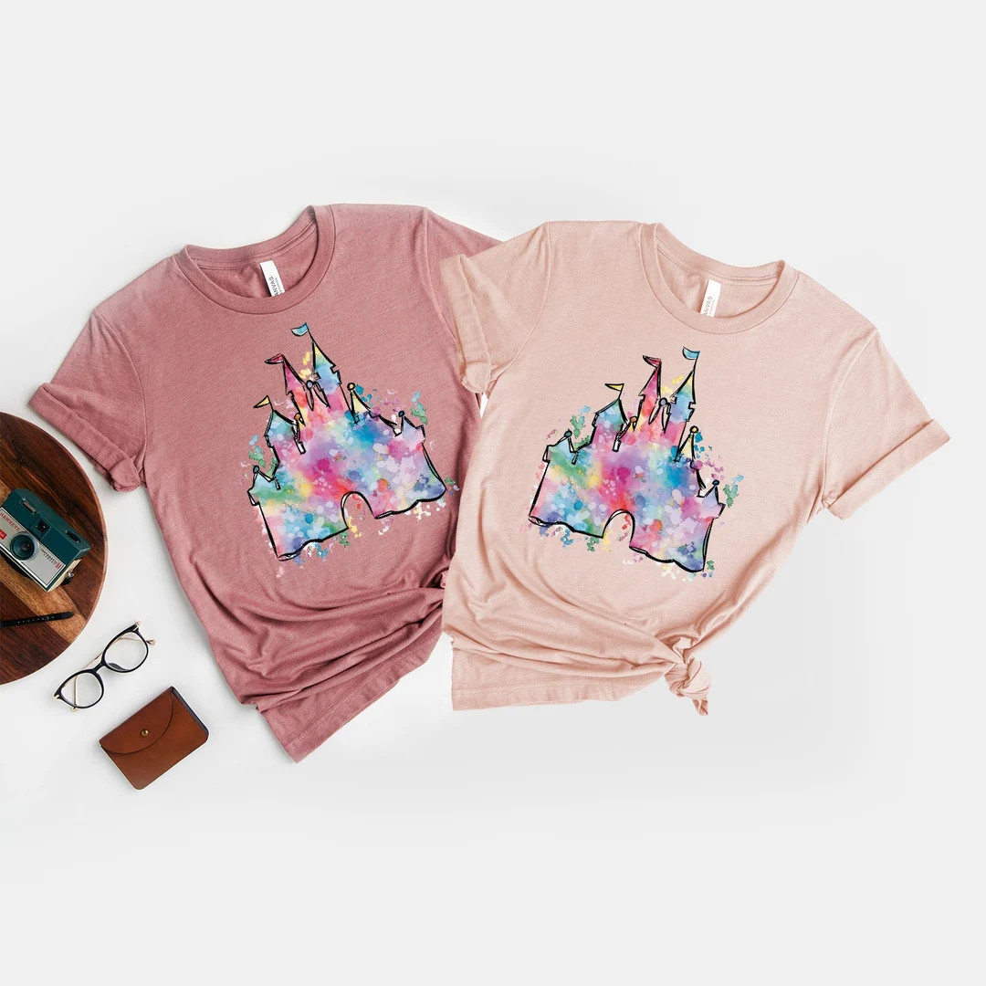 Watercolor Castle Custom Shirt, Princess Castle Shirt, Vacation Shirt, Custom Disney Family Vacat... | Etsy (US)