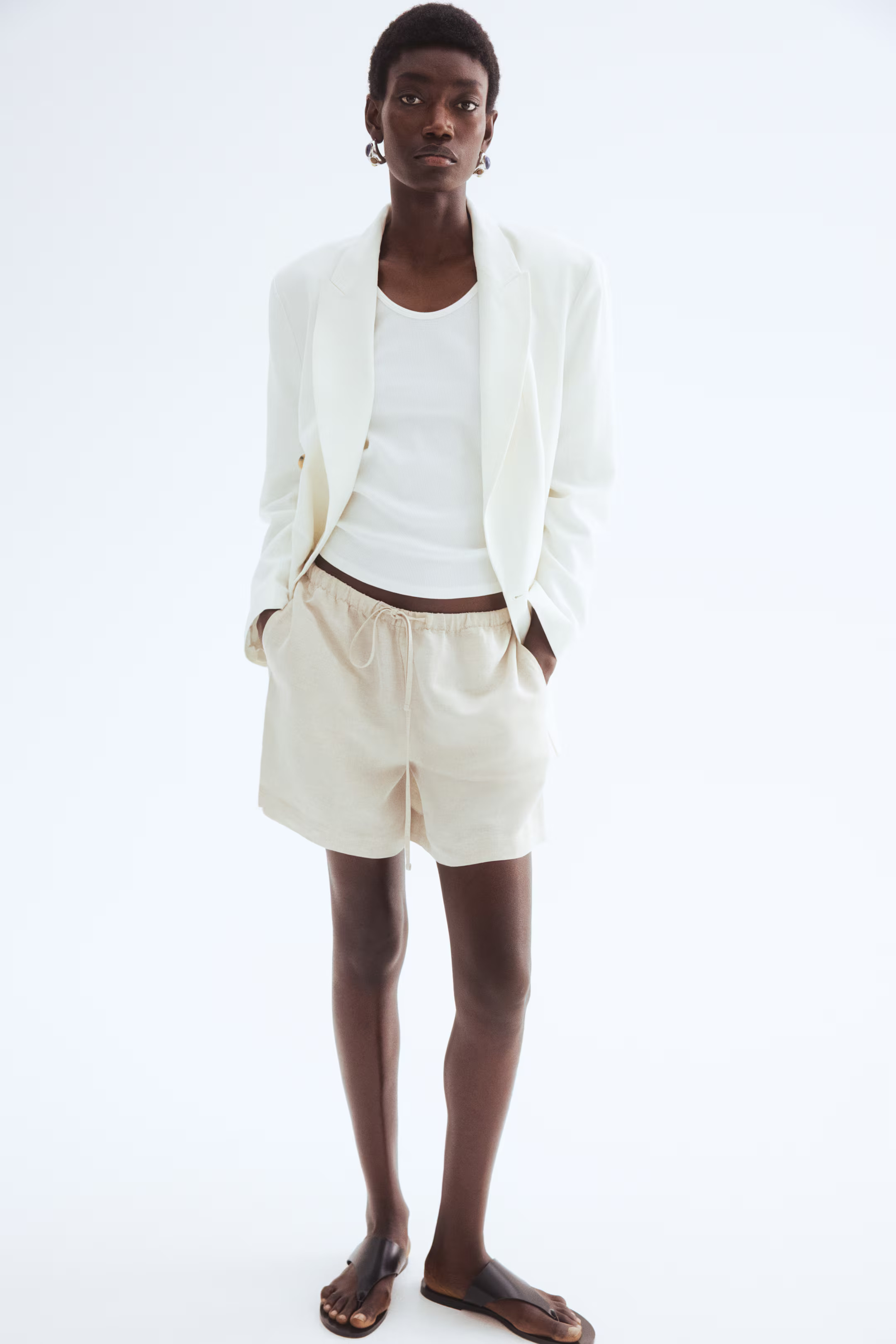 Linen-Blend Drawstring Shorts | H&M (US + CA)