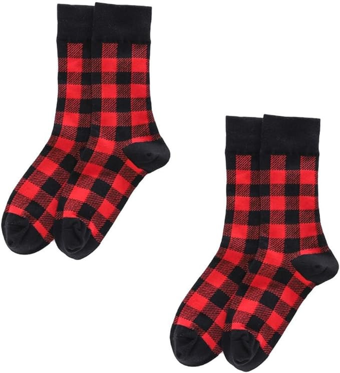 Azyekiny Women Cotton Buffalo Checked Plaid Pattern Socks Outdoor Christmas Holiday gifts | Amazon (US)
