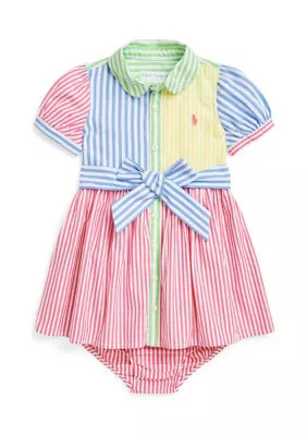 Ralph Lauren Childrenswear Baby Girls Striped Cotton Fun Shirtdress & Bloomer | Belk