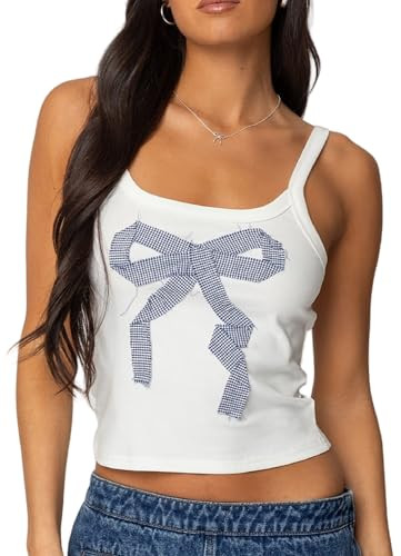Women Graphic Tank Top Spaghetti Strap Embroidered Crop Tops Sleeveless Cute Baby Tee Y2k Jersey ... | Amazon (US)