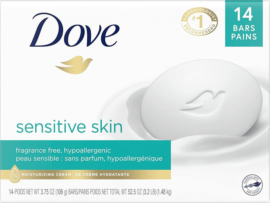Dove Beauty Bar More Moisturizing Than Bar Soap for Softer Skin, Fragrance-Free, Hypoallergenic B... | Amazon (US)