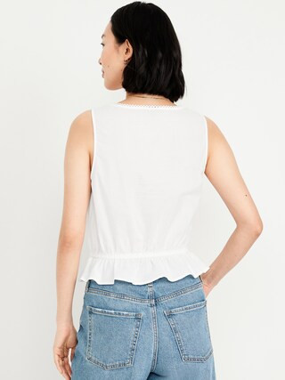 Tie-Waist Lace-Trim Top | Old Navy (US)