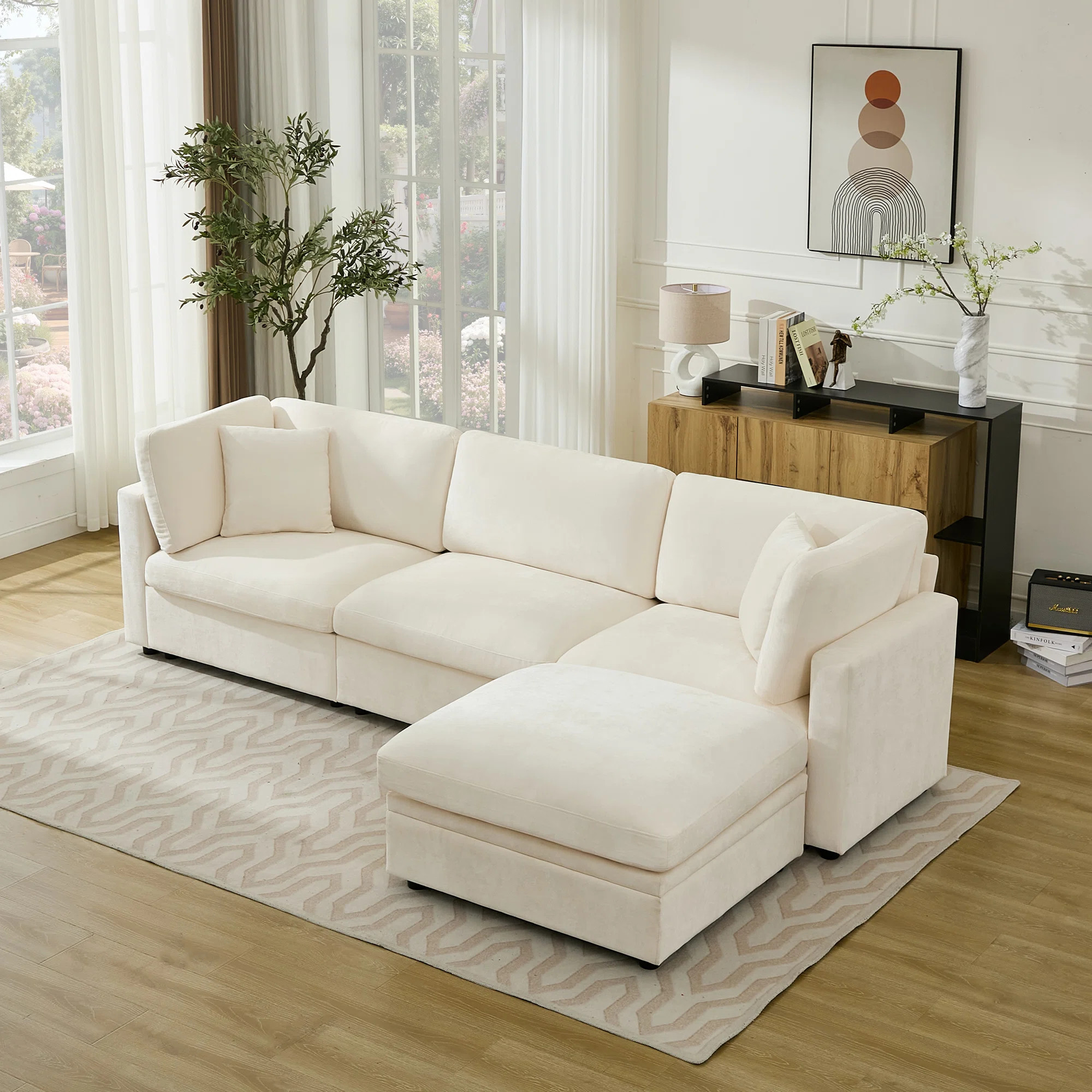 118.5” Oversized Cloud Modular Sectional Down Filled 4-Seater L Shape Sofa | Wayfair North America
