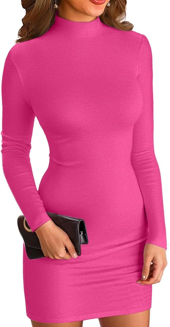 VICHYIE Women Ribbed Bodycon Dress | Long Sleeve, Mini | Amazon (US)