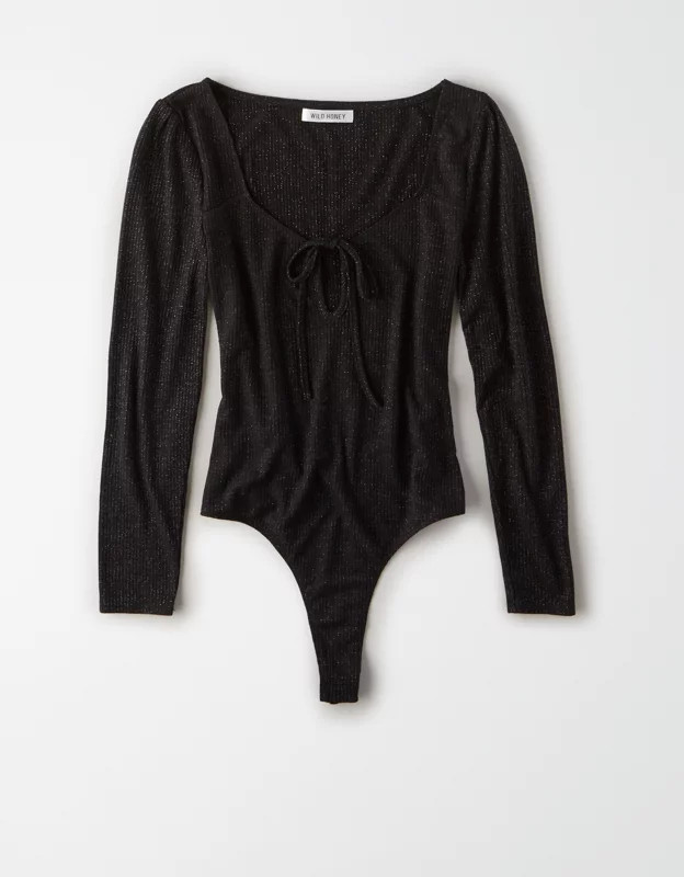 AE Studio Tie Front Bodysuit | American Eagle Outfitters (US & CA)