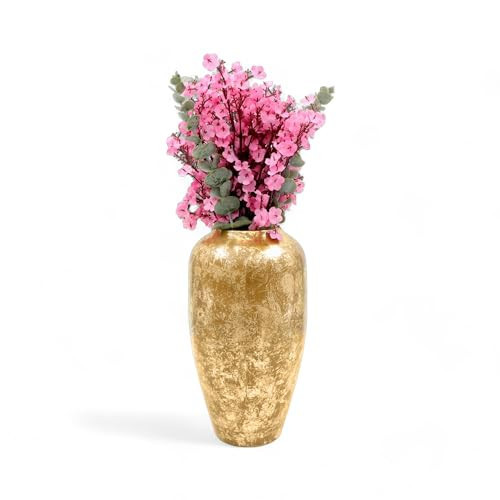 Hosley Gold Traditional Metal Vase 11" High Gold Vase Floor Tall vase Ideal for Home Decor Weddings, Party, Home Office | Amazon (US)