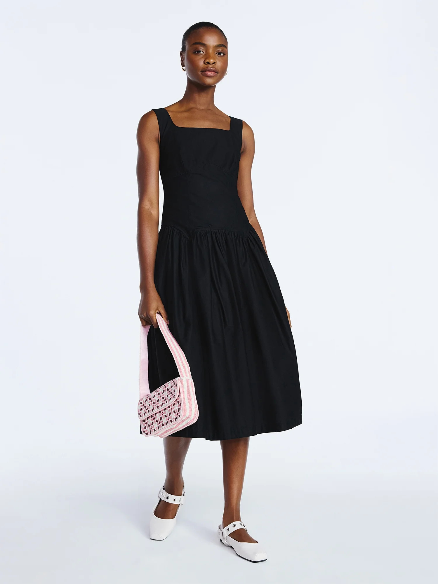 Scoop Women’s Cotton Maxi Dress with Bow Back, Sizes XS-4X | Walmart (US)