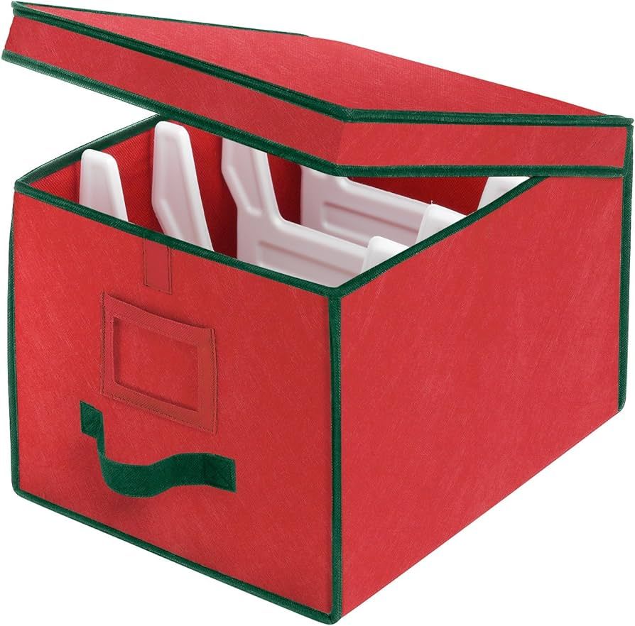 Whitmor Christmas Light Box Organizer Red with Green Trim | Amazon (US)
