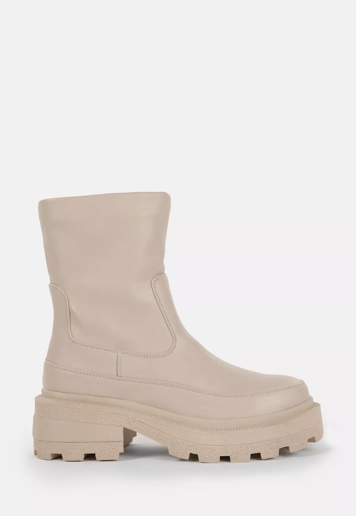 Missguided - Cream Textured Sole Chunky Sock Boots | Missguided (US & CA)