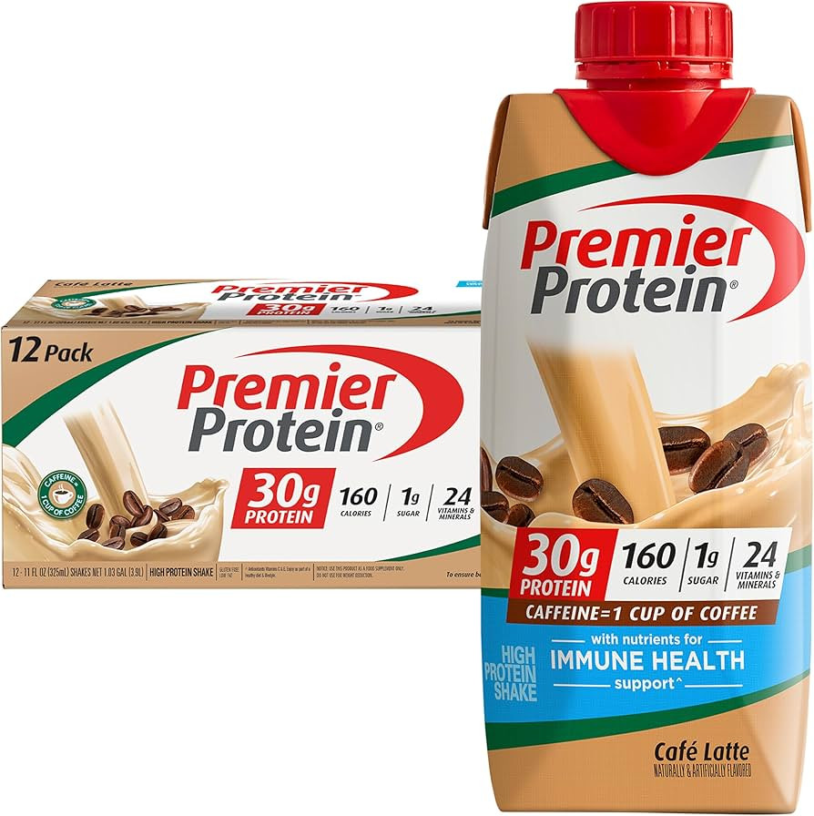 Premier Protein Protein Shake, Cafe Latte, 30g Protein, 1g Sugar, 11 fl oz Pack of 12 | Amazon (US)
