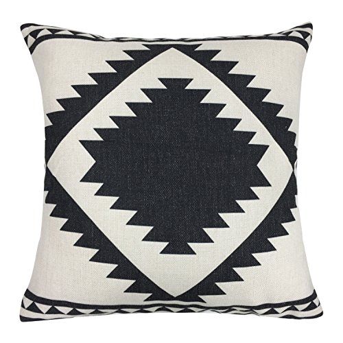 BreezyLife Aztec Throw Pillow Covers Black and white Decorative Pillow Cases Linen Square Cushion Co | Amazon (US)