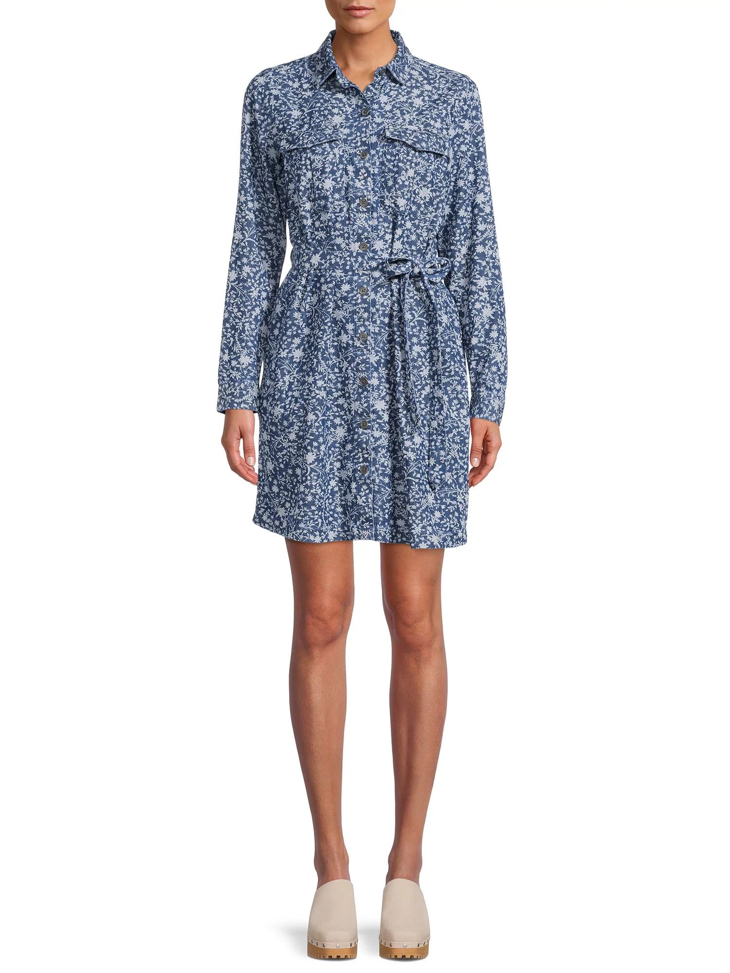 Time and Tru Women's Utility Shirt Dress | Walmart (US)