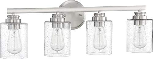 Amazon.com: Craftmade 50504-BNK Bolden Clear Seeded Glass Vanity Bath Lighting, 4-Light 400 Watts... | Amazon (US)