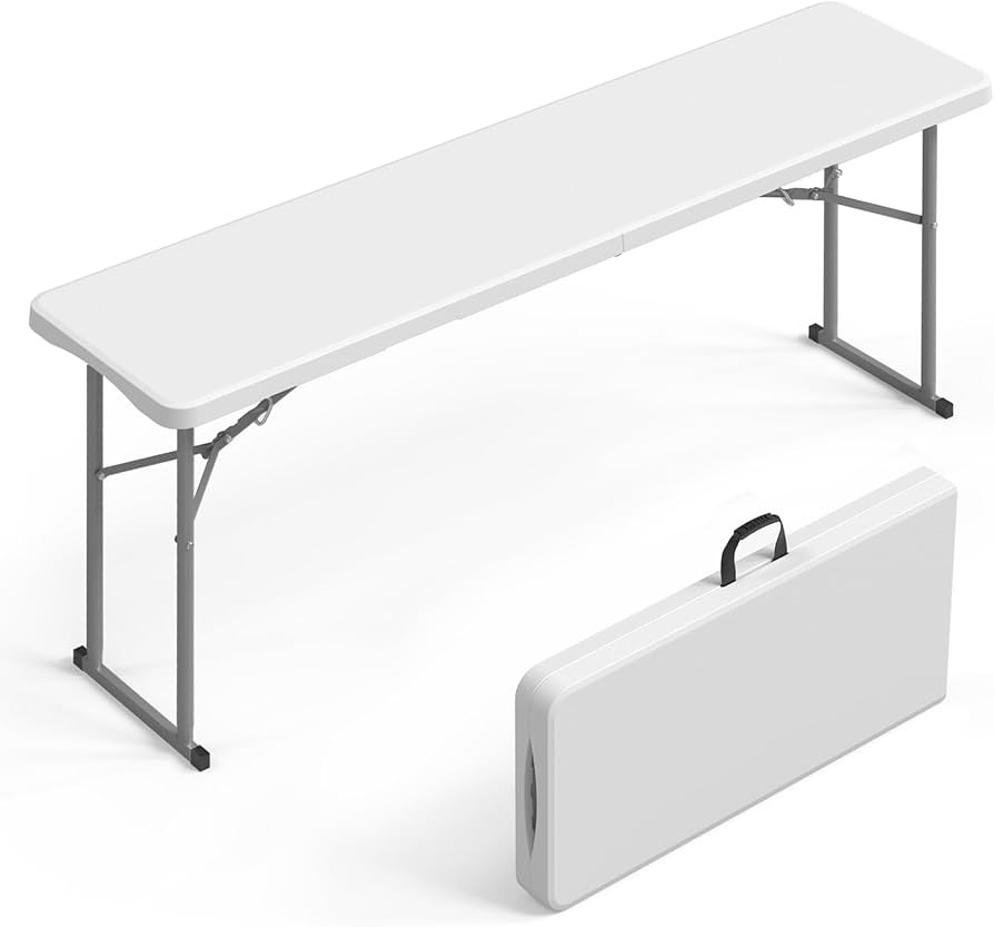 VINGLI 6 FT Narrow Folding Table, Tabletop Folded in Half, Premium Quality HDPE Material and Stur... | Amazon (US)