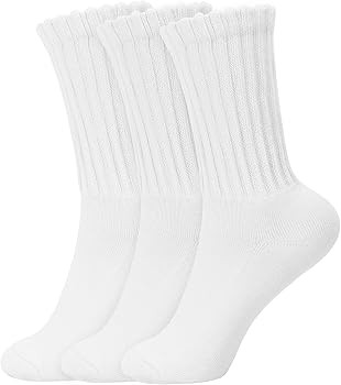 Scrunch Crew Socks Women 3 Pack Padded Cotton Slouch Socks Retro Ribbed Thick Mid Calf Socks Size... | Amazon (US)
