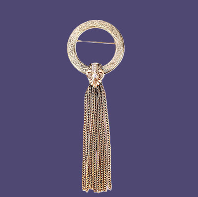 CELTIC Circle and Tassel Victorian Style BROOCH Pin Vintage Gold Tone 4.25" | eBay US