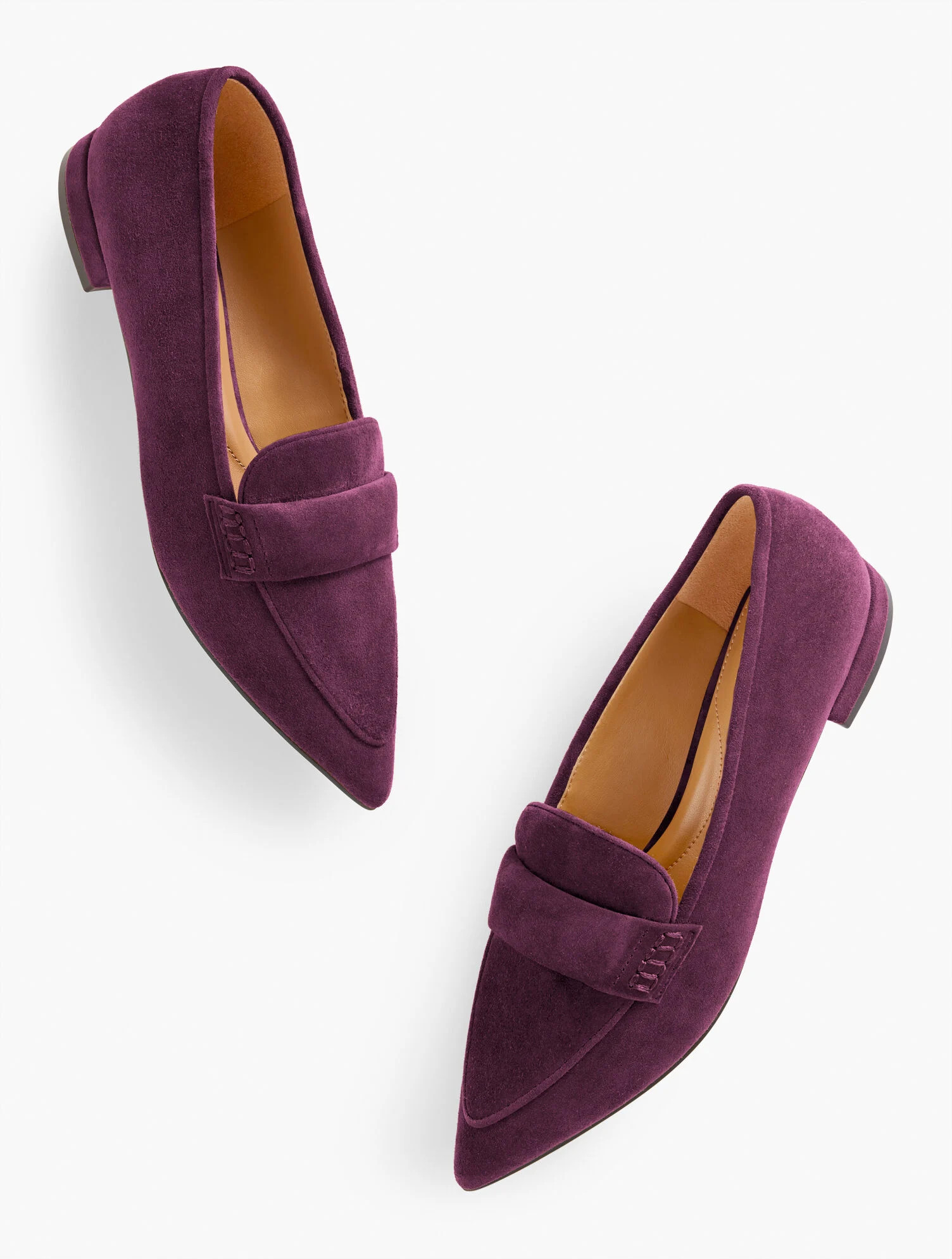 Scarlet Suede Pointed Toe Loafers | Talbots