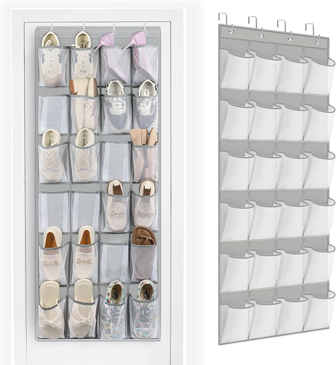 FENTEC 24 Pockets Over the Door Shoe Organizer Hanging Shoe Organizer for Closet, Space Saving Me... | Amazon (US)