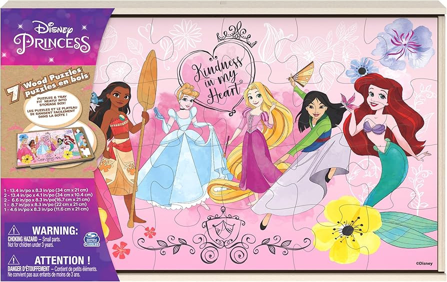Spin Master Games, Disney Princess Puzzles, 7-Pack, Jigsaw Kids Puzzles, 12, 16, & 24 Pieces, Fea... | Amazon (US)