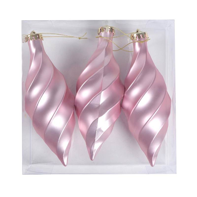 3-Count Pink Spiral Finial Ornaments, 7" | At Home