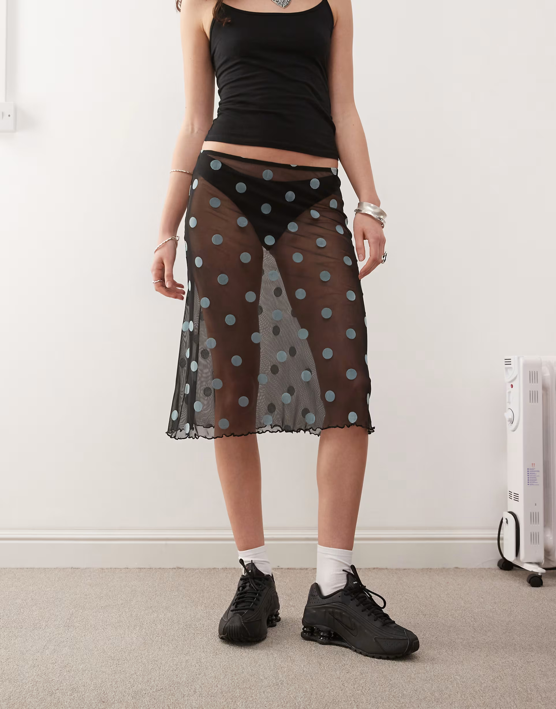 COLLUSION polka dot sheer mesh skirt in black | ASOS | ASOS (Global)