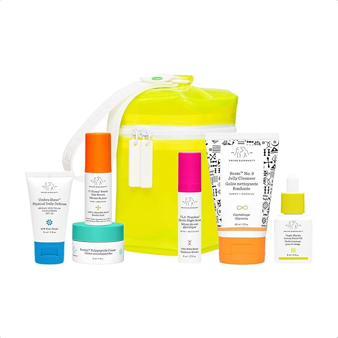 Drunk Elephant The Littles 6.0 Skin Care Set. Beste No.9, Virgin Marula Oil, T.L.C. Framboos Seru... | Amazon (US)