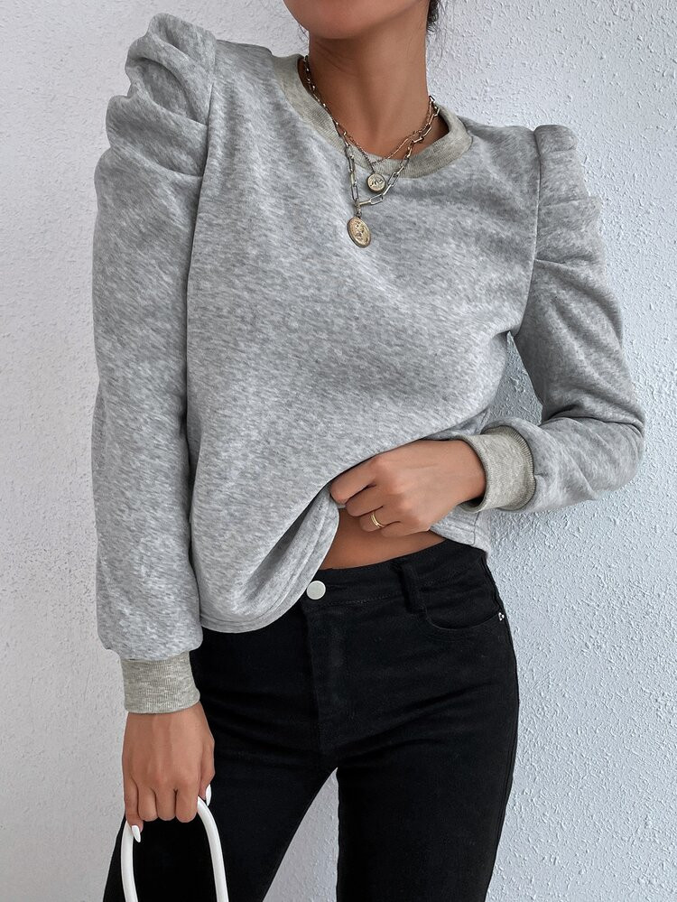 Solid Gigot Sleeve Top | SHEIN