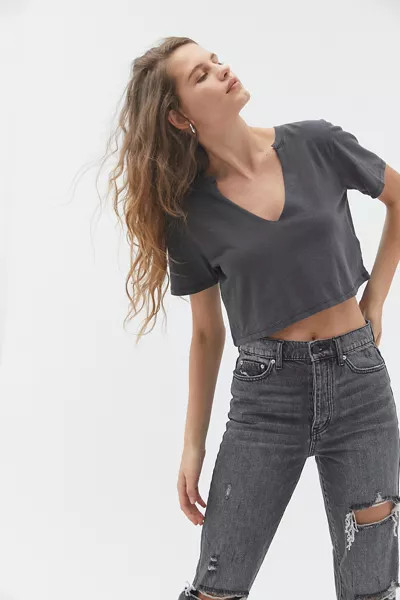 BDG Arcadian Notch Neck Cropped Tee | Urban Outfitters (US and RoW)
