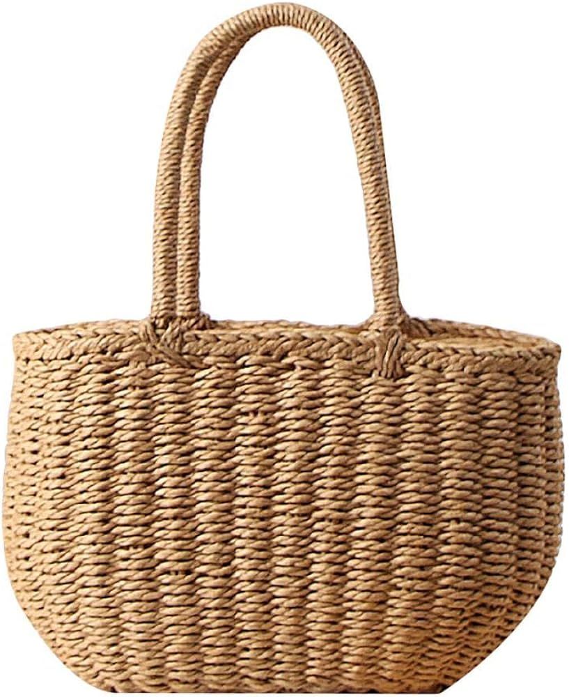 Comeon Natural Straw Bag, Hand Woven Casual Shoulder Bags Tote Bag Handle Handbags Retro Summer B... | Amazon (US)