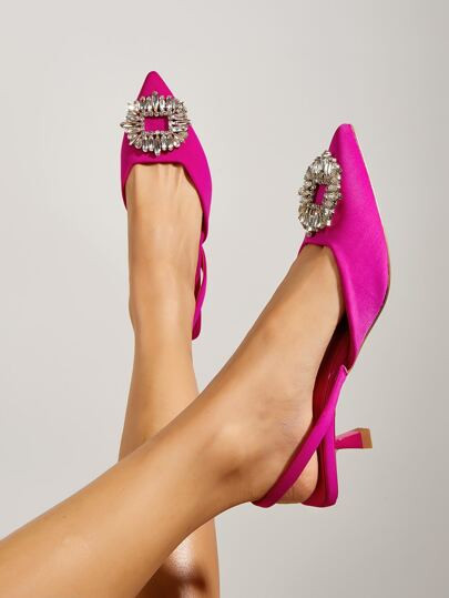 Rhinestone Decor Slingback Pumps | SHEIN