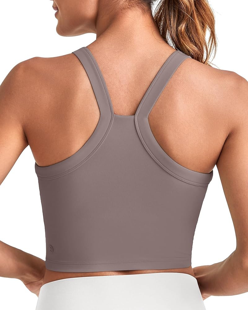 G4Free Barefeel Cropped Workout Tops for Women Built in Bra Removable Padded Longline Sports Bras... | Amazon (US)