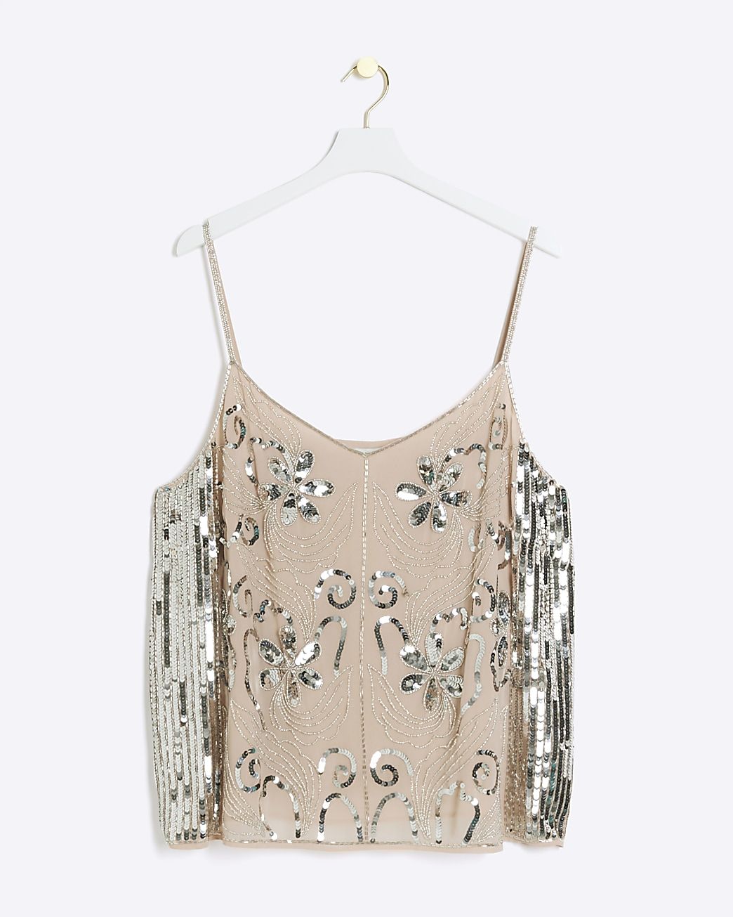 Plus pink embellished floral cami top | River Island (US)