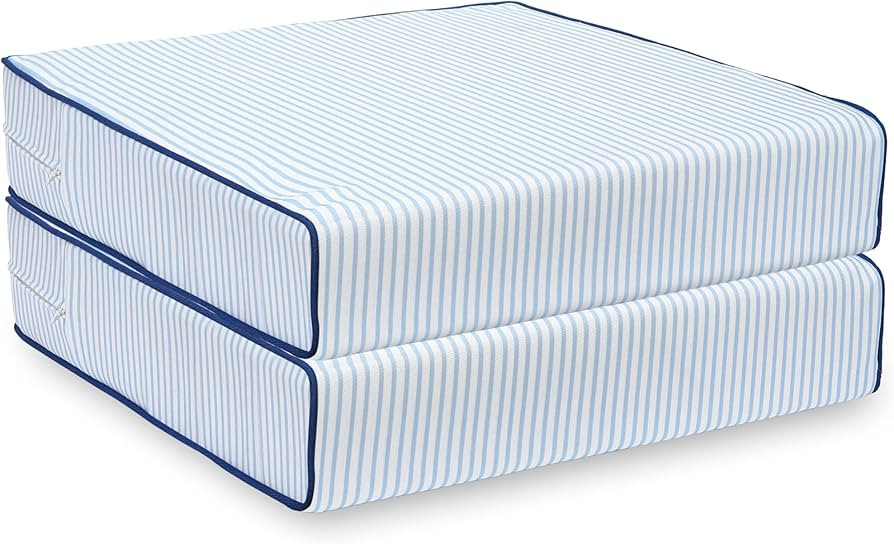 Hofdeco Premium Coastal Patio Indoor Outdoor Seat Cushion Cover Only Set of 2, 20”x20”x4” W... | Amazon (US)