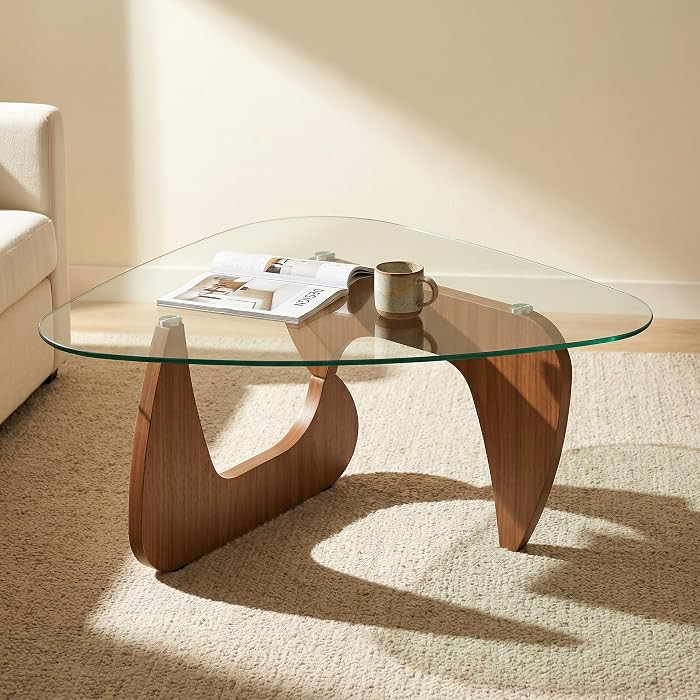 43.3" Mid Century Modern Tempered Glass Coffee Table, Minimalist Triangle Living Room Tables for ... | Amazon (US)