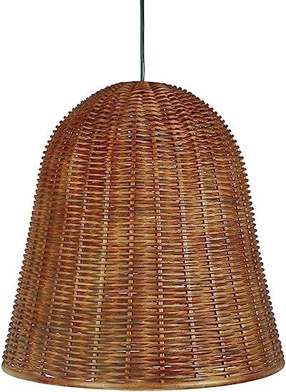 KOUBOO 1050072 Handwoven Wicker Bell Pendant lamp, Handwoven, 18" x 18" x 18", Rustic Brown | Amazon (US)