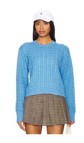 Varsity Cable Knit Sweater in Blue Moon | Revolve Clothing (Global)