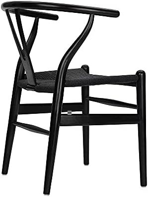 Tomile Wishbone Chair Y Chair Solid Wood Dining Chairs Rattan Armchair - (Ash Wood Black) | Amazon (US)