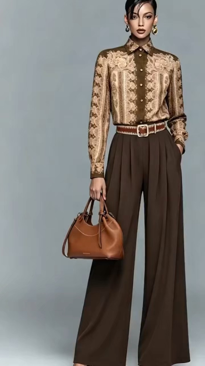 Elegant Chocolate & Tan Paisley Print Luxury Look #QuiteLuxuryStyle #ChocolateBrownFashion #OldMoneyAesthetic #PaisleyPrintBlouse #ChocolateToneWorkwear

#LTKootd #LTKOver40 #LTKWorkwear