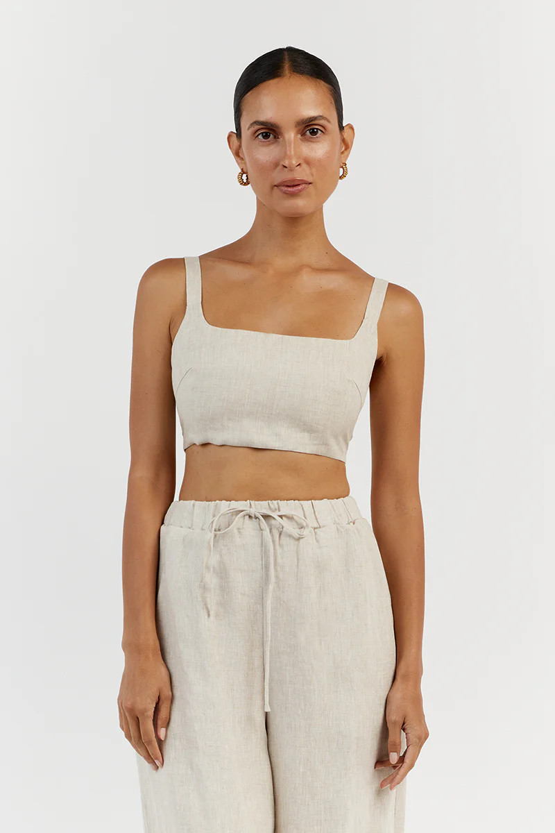 PENNY NATURAL LINEN CROP TOP | DISSH