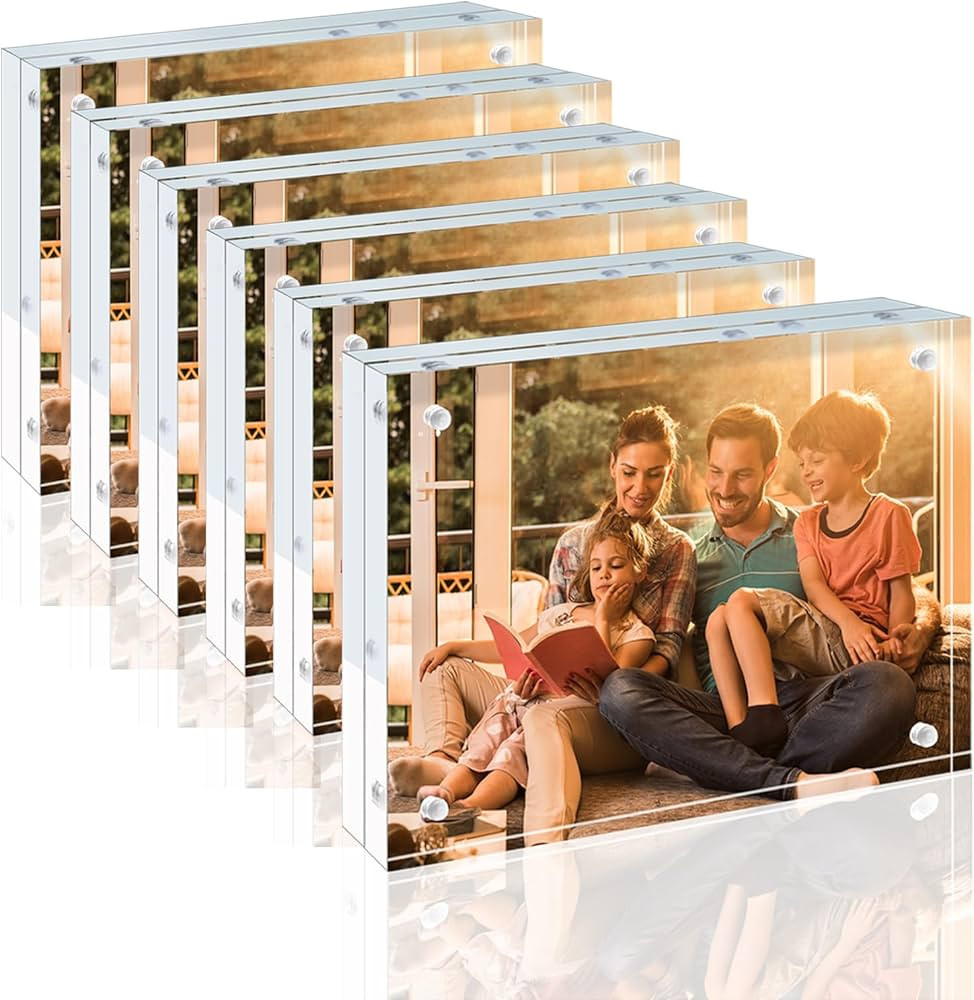 Egofine 5x7 Acrylic Frames 6 Pack, 20mm Thicker Frameless Clear Picture Frames, Double Sided Magn... | Amazon (US)