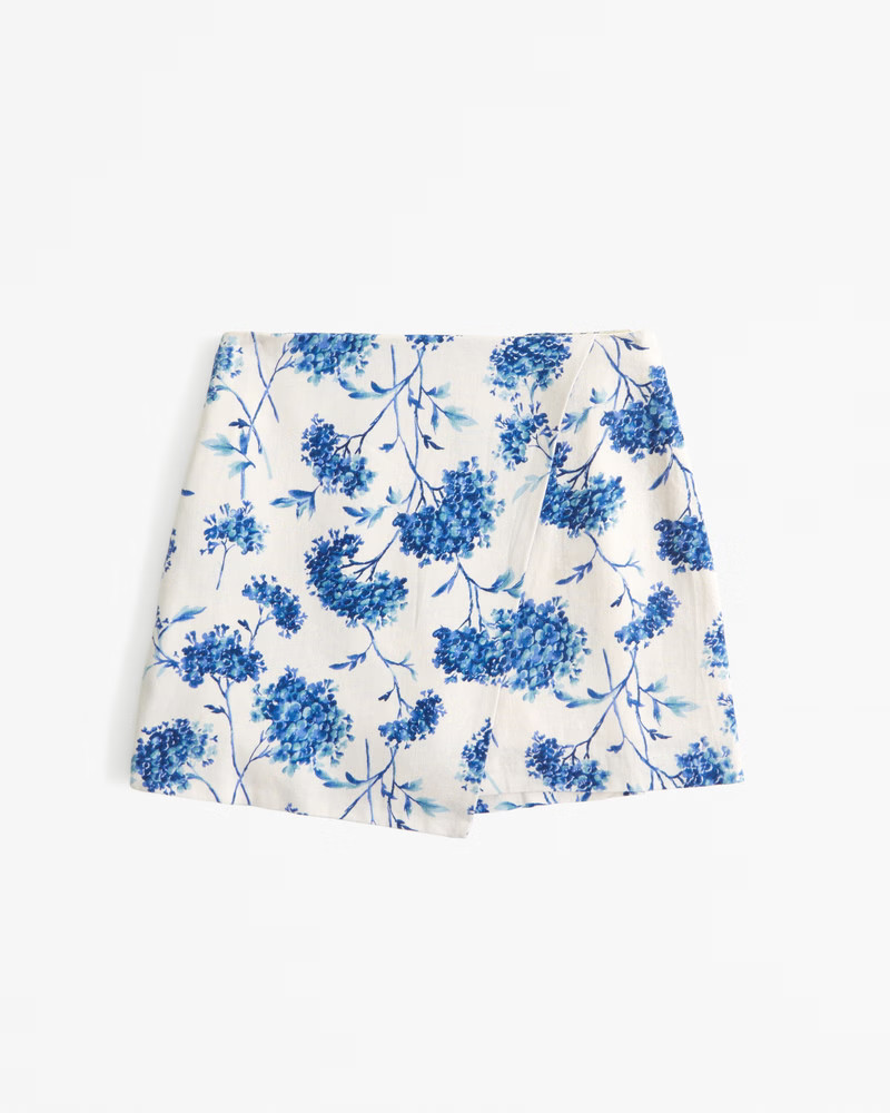 The A&F Scarlett Linen-Blend Wrap Mini Skort | Abercrombie & Fitch (US)