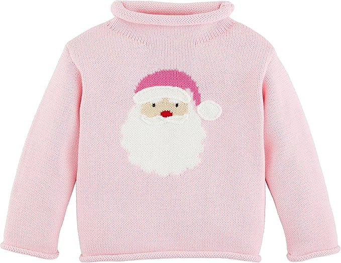 Mud Pie Baby Girls Children Pink Santa Rollneck Sweater | Amazon (US)